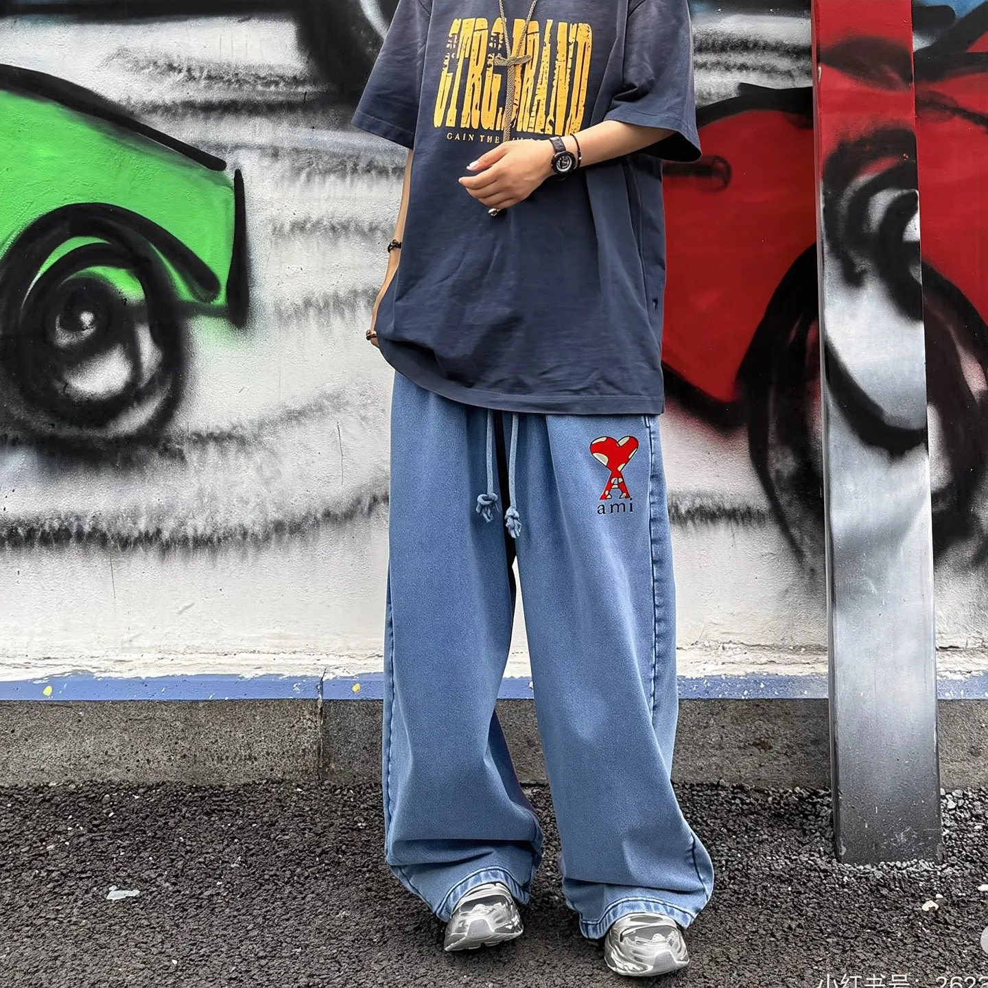 "𝙉𝙚𝙬⚜️Amy" 2026 Autumn and Winter New Arrival sweatpants 360g 100% cotton distressed fried snowflake casual pants three-dimensional printed hot diamond badge Color: Black Blue Green Coffee Color Sizes: S M L XL XXL